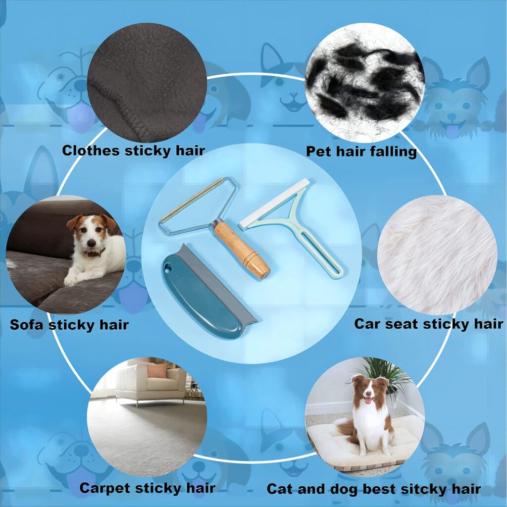 Pet Hair Remover 3 Pack - Portable, Reusable Uproot Cleaner Pro Pet Cat and Dog Hair Remover, Hair Ball Fast Epilator to Protect Sofas, Carpets, Floor Mats - with Storage Bag