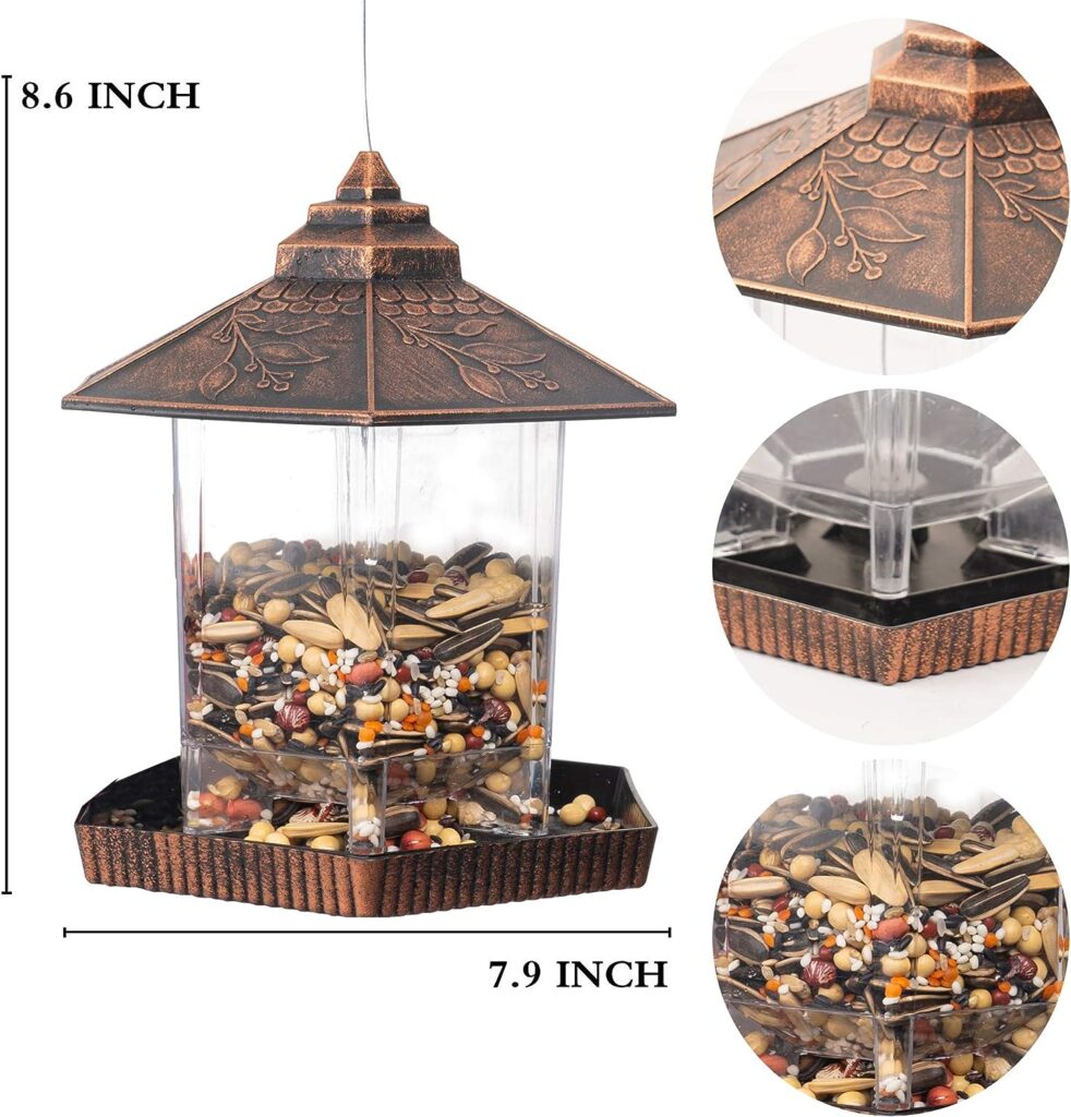 Nerosun Bird feeders for Outdoors Hanging, Wild Bird Feeder for Outside Clearance